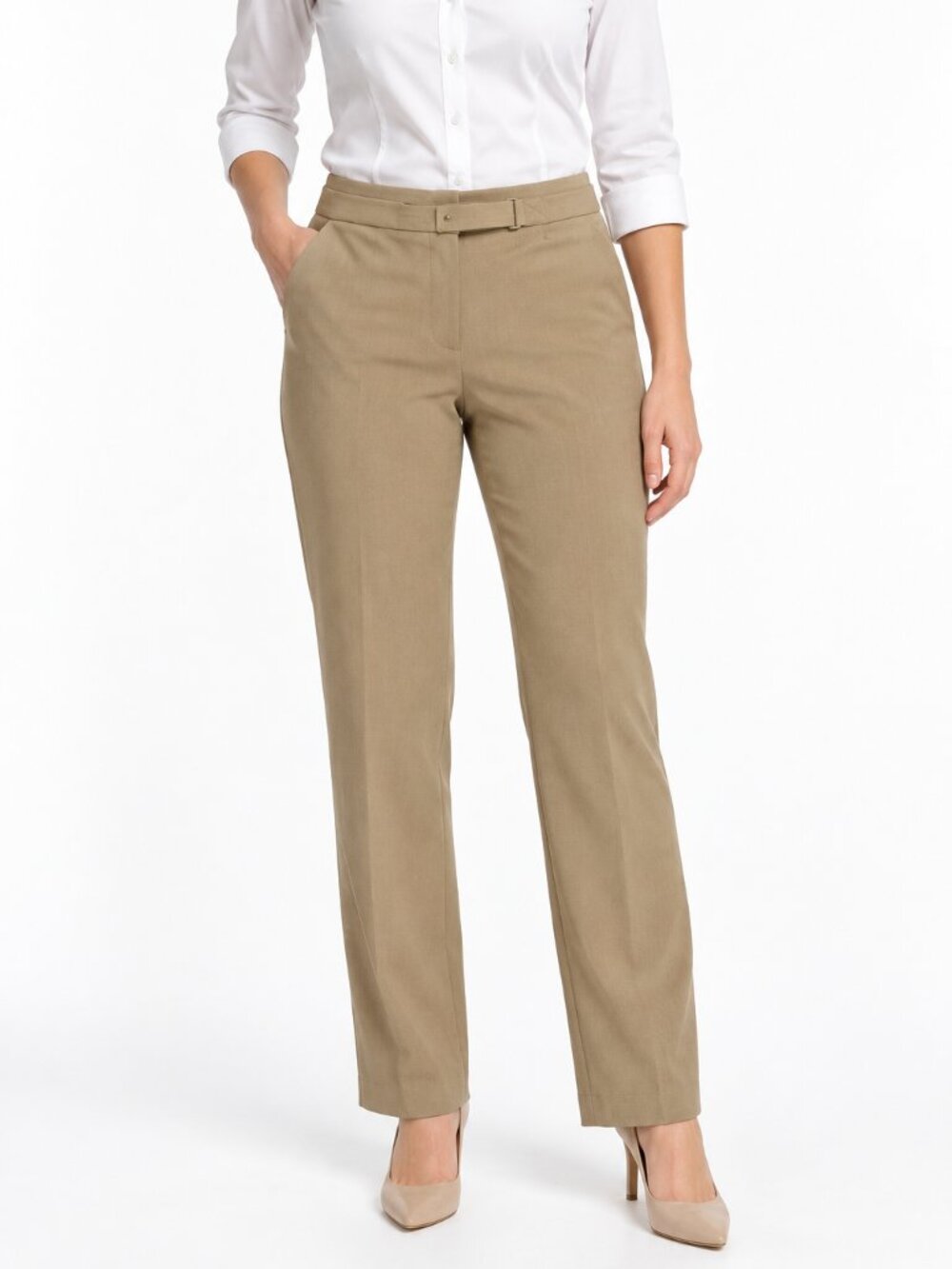 Lauren Ralph Lauren Petite Tan Belted Dress Pants 14P